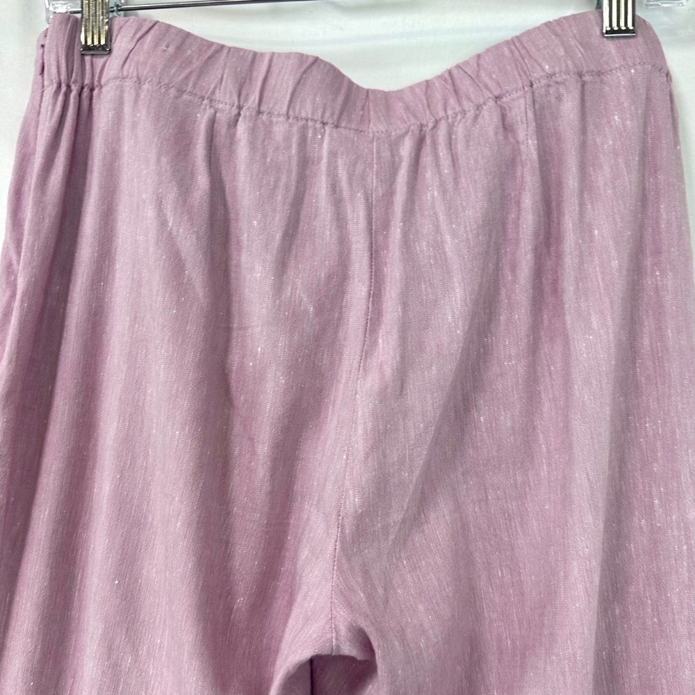 J JILL Linen Pants Women's S Lilac Ankle Buttons Flat Front Side Zip Stretch - Picture 5 of 7